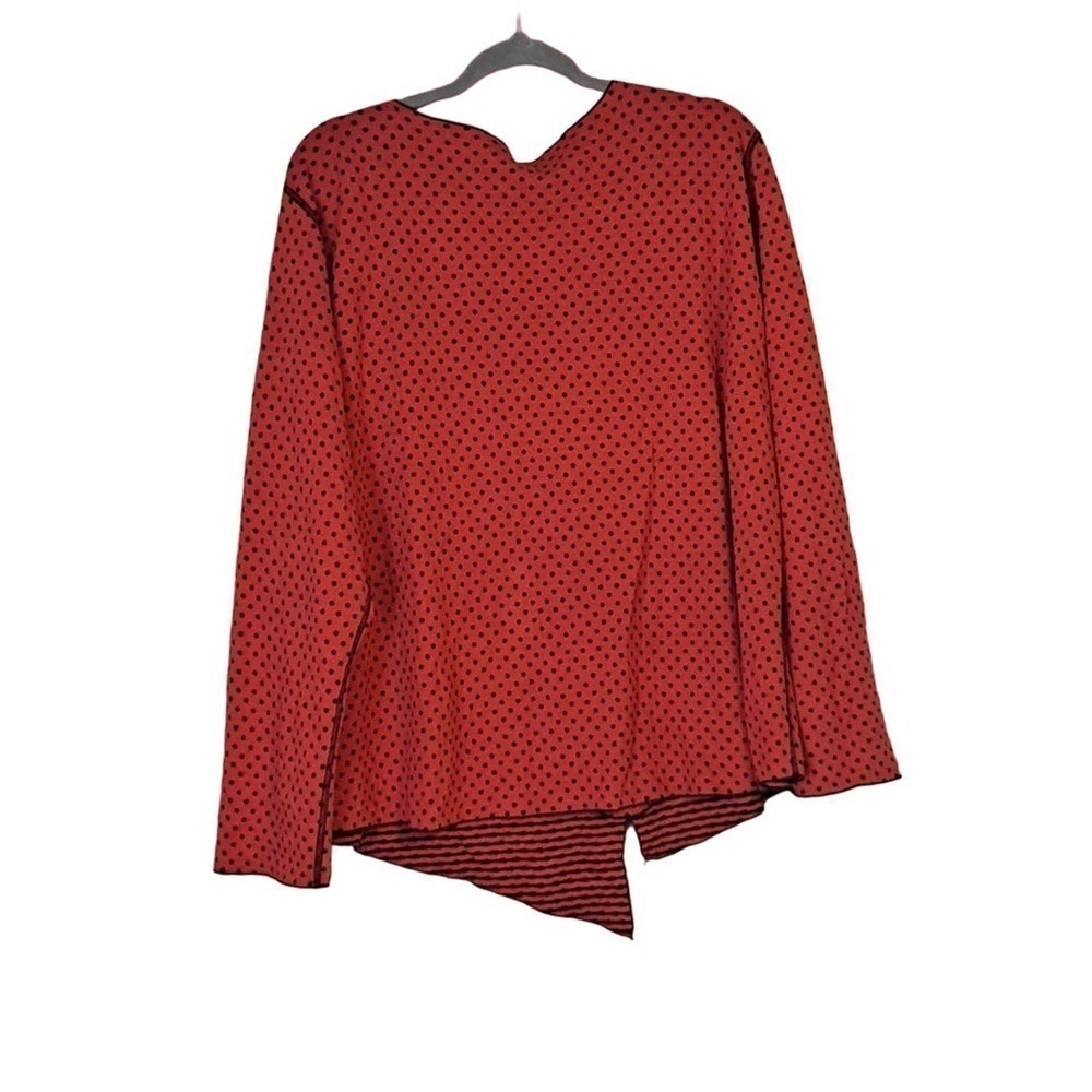 Noblu Lagenlook Red/ black Polka Dot Stripe Sleeveless Top+ Jacket XL PLUS - Picture 5 of 7